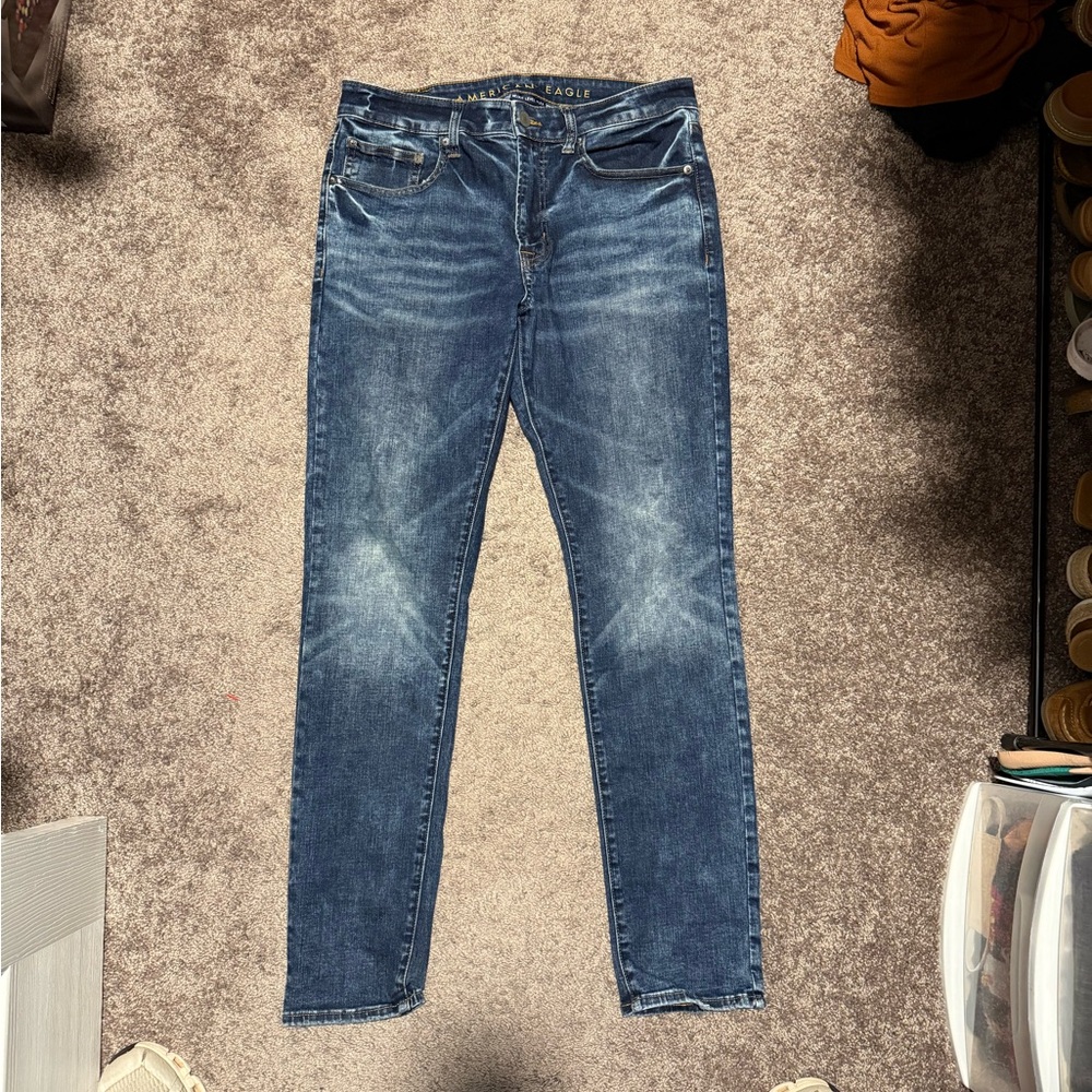 American Eagle Outfitters Men's Dark Blue Skinny Jeans